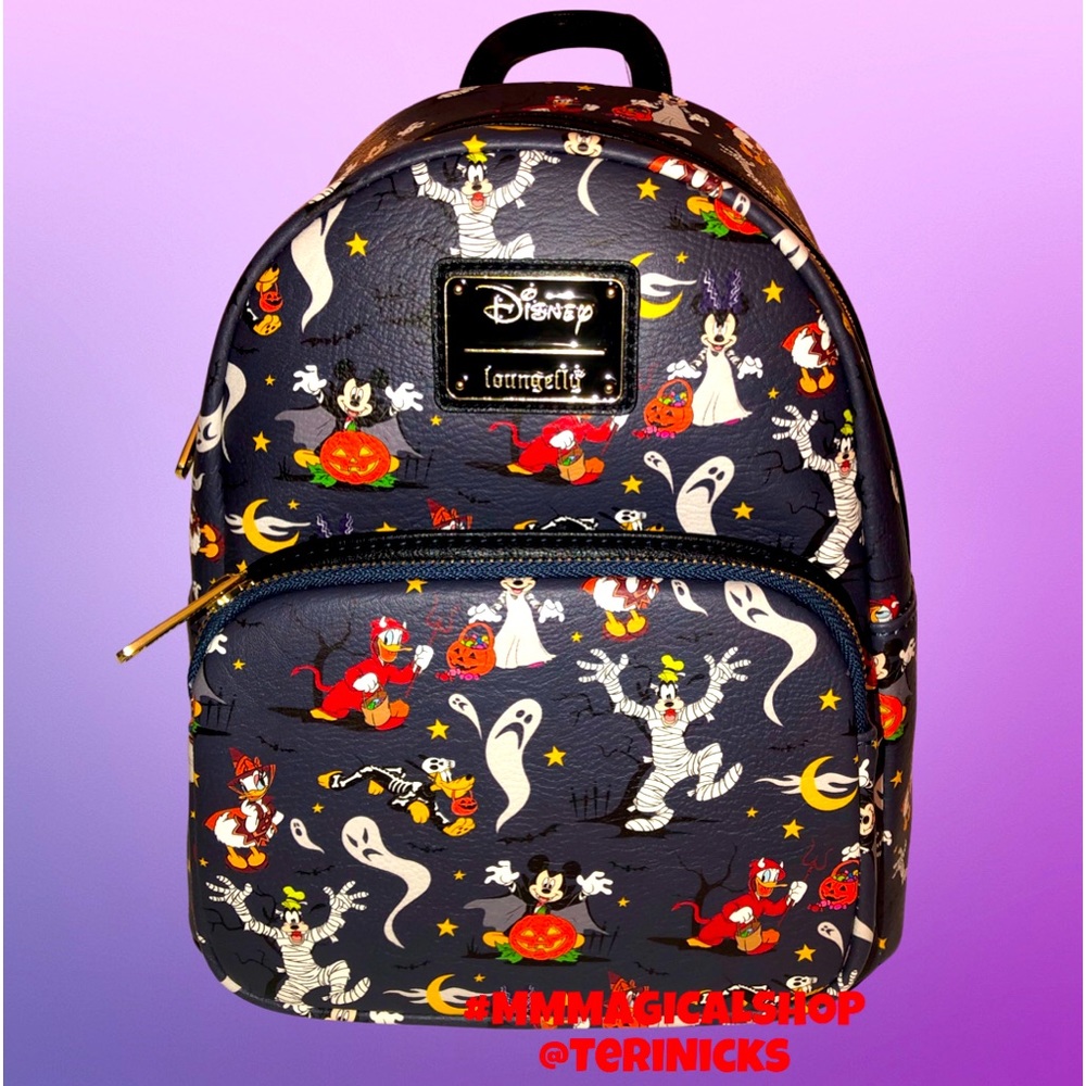 Loungefly Disney Mickey and Friends Not So Scary Halloween AOP Mini Backpack